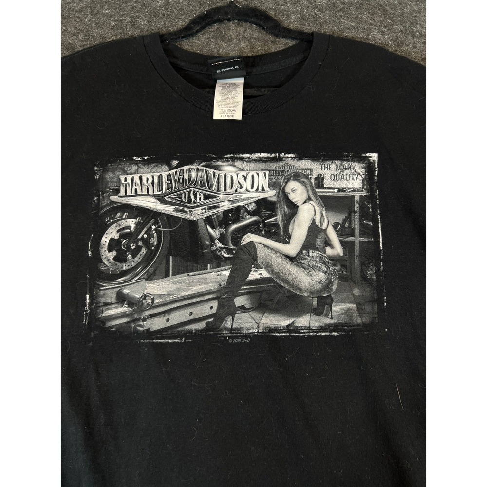 Harley Davidson Deadwood Shirt Mens XL Black Pin Up Girl Graphic Tee Biker Moto